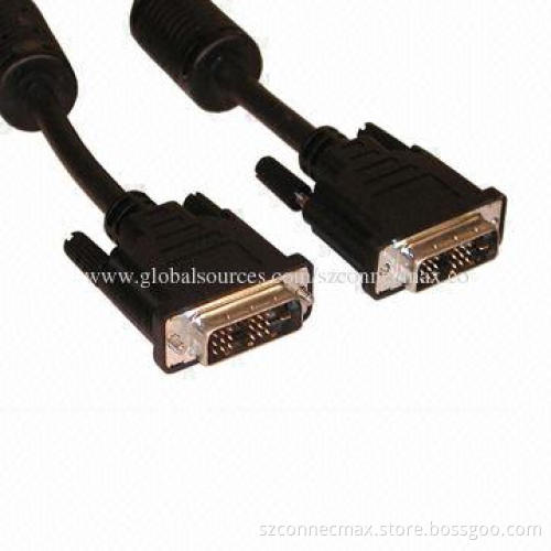 DVI 18+1 Male to Male Cable with Black Color, 28AWG Wire